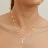 45cm Initial X Pendant Necklace in Sterling Silver Pendants Bevilles 