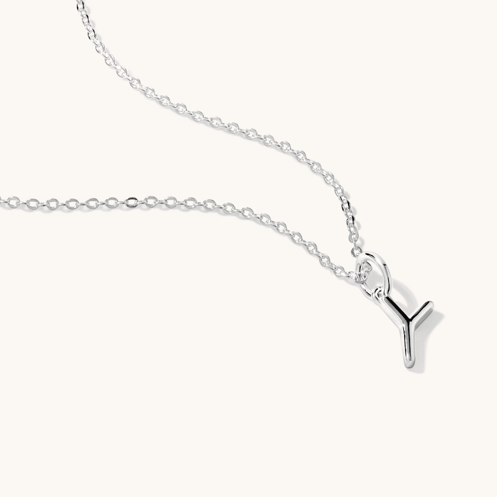 45cm Initial Y Pendant Necklace in Sterling Silver Pendants Bevilles 