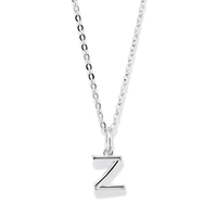 45cm Initial Z Pendant Necklace in Sterling Silver Pendants Bevilles 