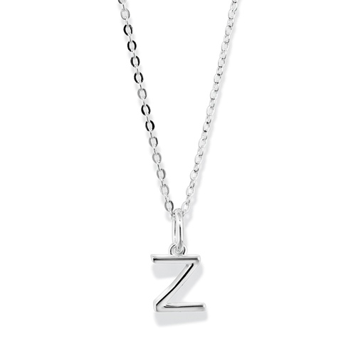 45cm Initial Z Pendant Necklace in Sterling Silver Pendants Bevilles 
