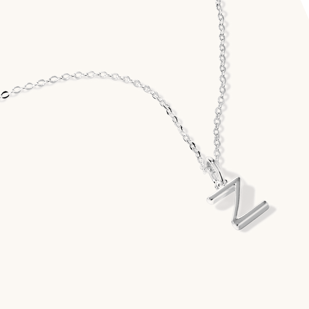 45cm Initial Z Pendant Necklace in Sterling Silver Pendants Bevilles 
