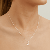 45cm Initial Z Pendant Necklace in Sterling Silver Pendants Bevilles 