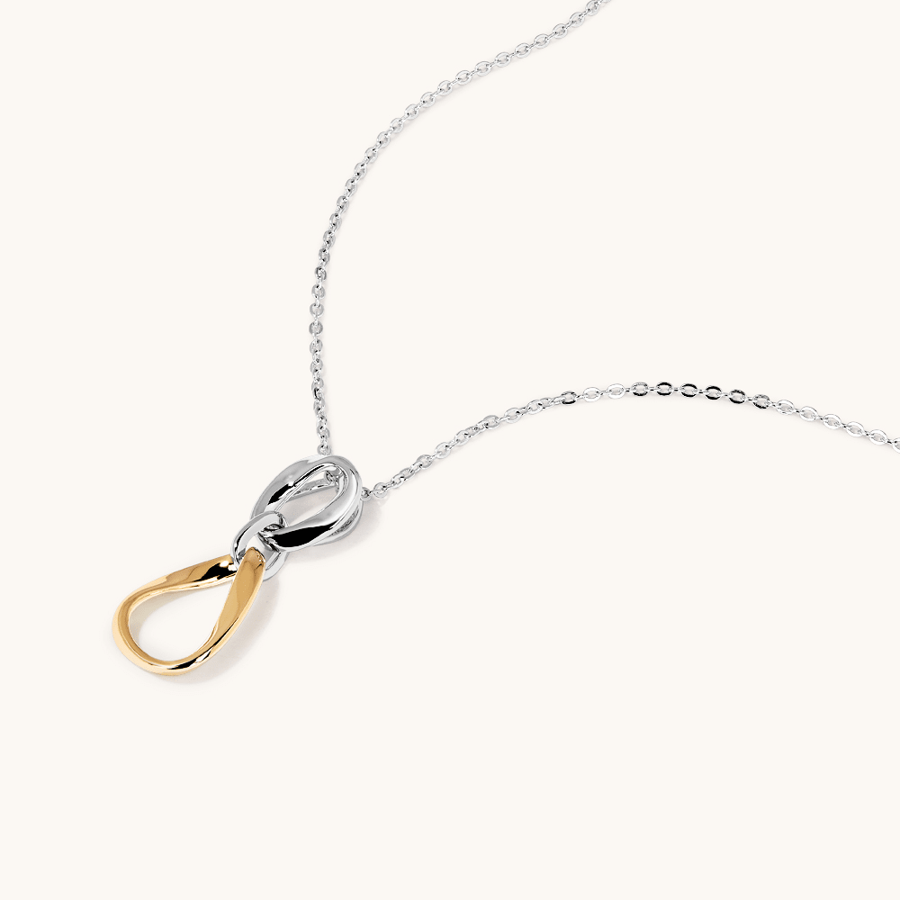 45cm Two-Tone Twist Oval Drop Pendant Necklace in 18kt Fine Gold-Plated Sterling Silver Pendants Bevilles 