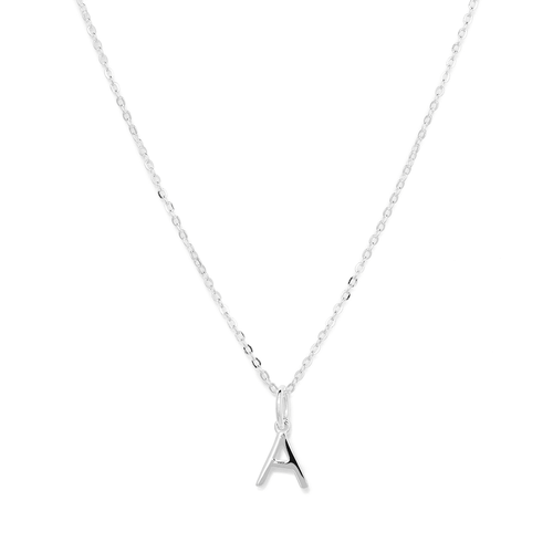 45cm Initial A Pendant Necklace in Sterling Silver Pendants Bevilles 