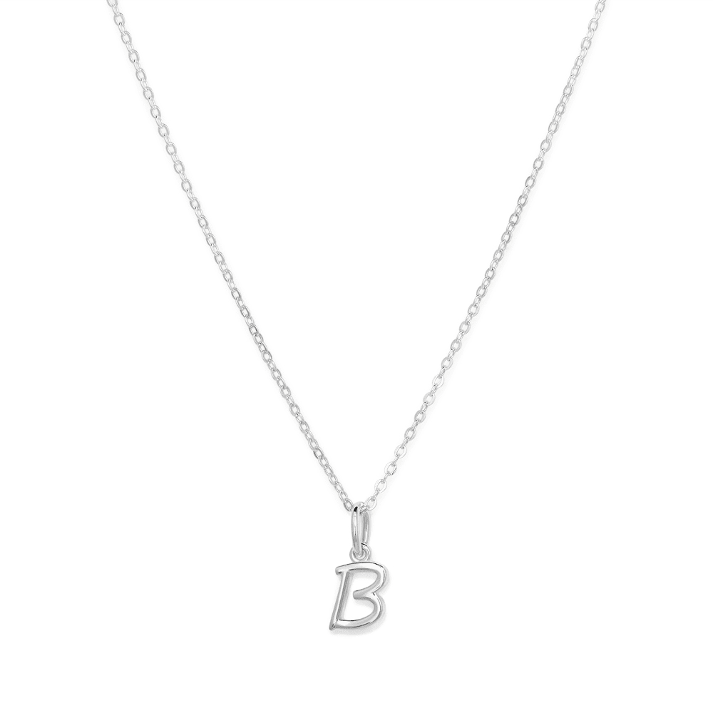 45cm Initial B Pendant Necklace in Sterling Silver Pendants Bevilles 