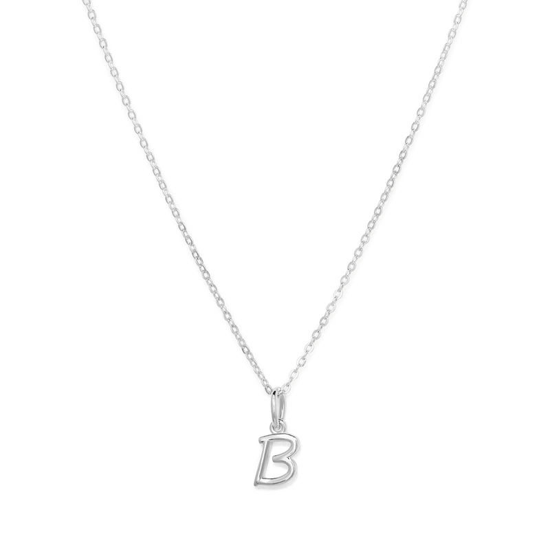 45cm Initial B Pendant Necklace in Sterling Silver Pendants Bevilles 