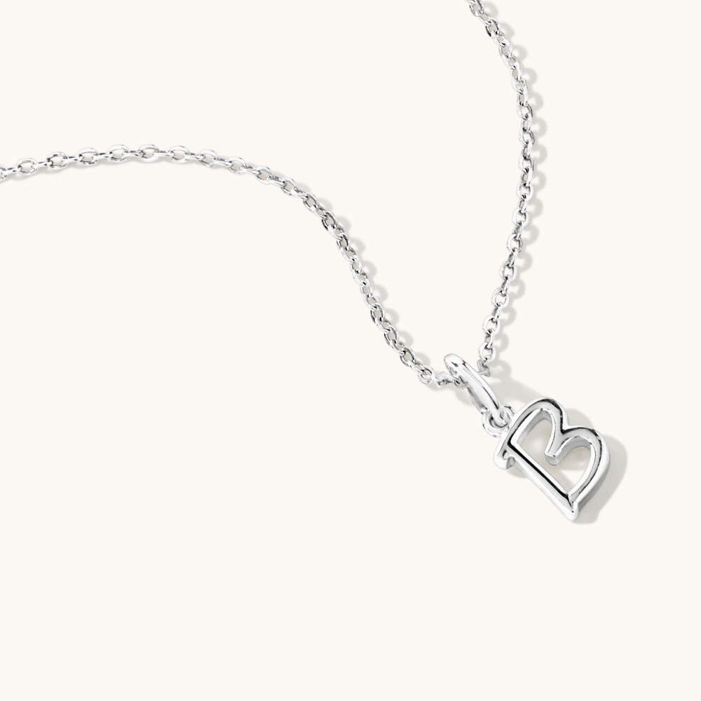 45cm Initial B Pendant Necklace in Sterling Silver Pendants Bevilles 