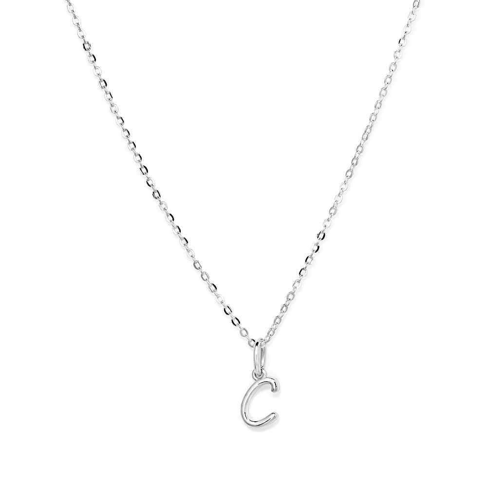 45cm Initial C Pendant Necklace in Sterling Silver Pendants Bevilles 