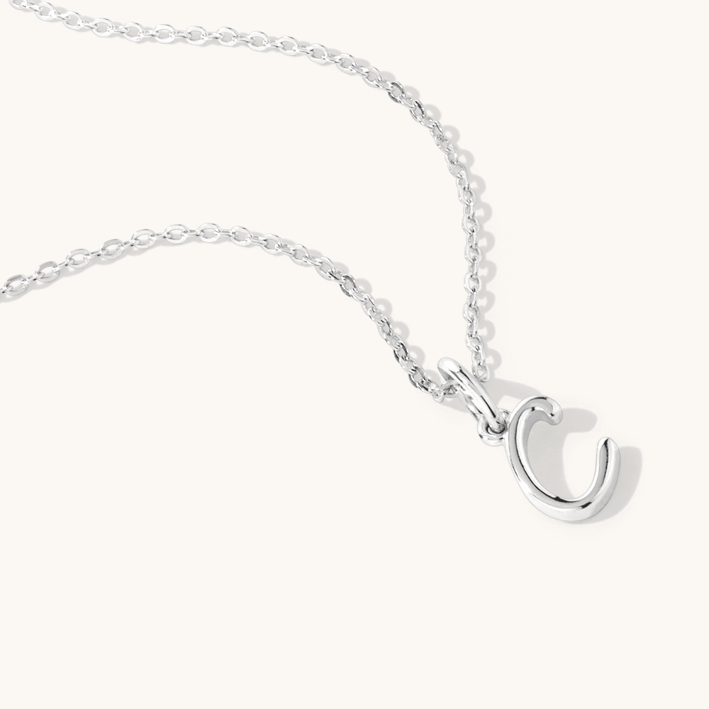 45cm Initial C Pendant Necklace in Sterling Silver Pendants Bevilles 