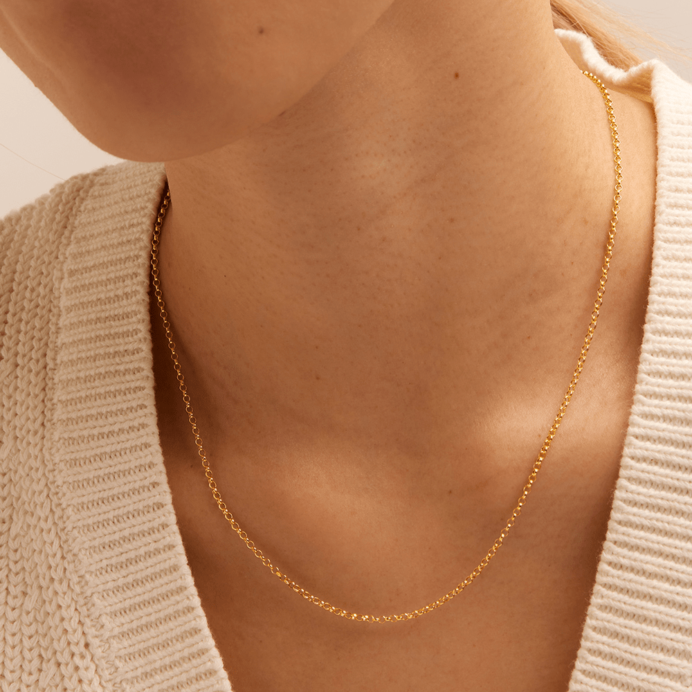 45cm Hollow Belcher Chain in 9kt Yellow Gold Necklaces Bevilles 