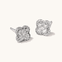 Clover Stud Earrings with 0.50tw of Laboratory-Grown Diamonds in Sterling Silver and Platinum Earrings Bevilles 