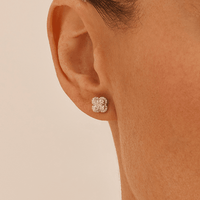 Clover Stud Earrings with 0.50tw of Laboratory-Grown Diamonds in Sterling Silver and Platinum Earrings Bevilles 