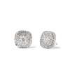 Cushion Shaped Cluster Halo Stud Earrings with 0.70tw of Laboratory-Grown Diamonds in Sterling Silver and Platinum Earrings Bevilles 