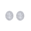 Oval Shaped Cluster Halo Stud Earrings with 0.75tw of Laboratory-Grown Diamonds in Sterling Silver and Platinum Earrings Bevilles 