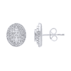 Oval Shaped Cluster Halo Stud Earrings with 0.75tw of Laboratory-Grown Diamonds in Sterling Silver and Platinum Earrings Bevilles 