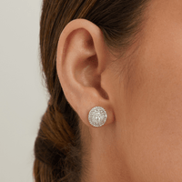 Oval Shaped Cluster Halo Stud Earrings with 0.75tw of Laboratory-Grown Diamonds in Sterling Silver and Platinum Earrings Bevilles 