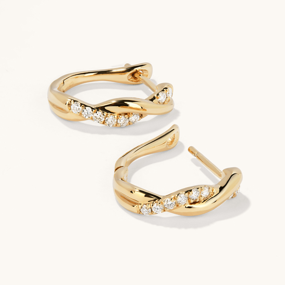Twist Hoops with 0.20tw of Laboratory-Grown Diamonds in 18kt Yellow Gold Plated Sterling Silver Earrings Bevilles 