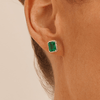 Created Emerald Halo Stud Earrings with 0.22tw of Laboratory Created Diamonds in Sterling Silver and Platinum Earrings Bevilles 