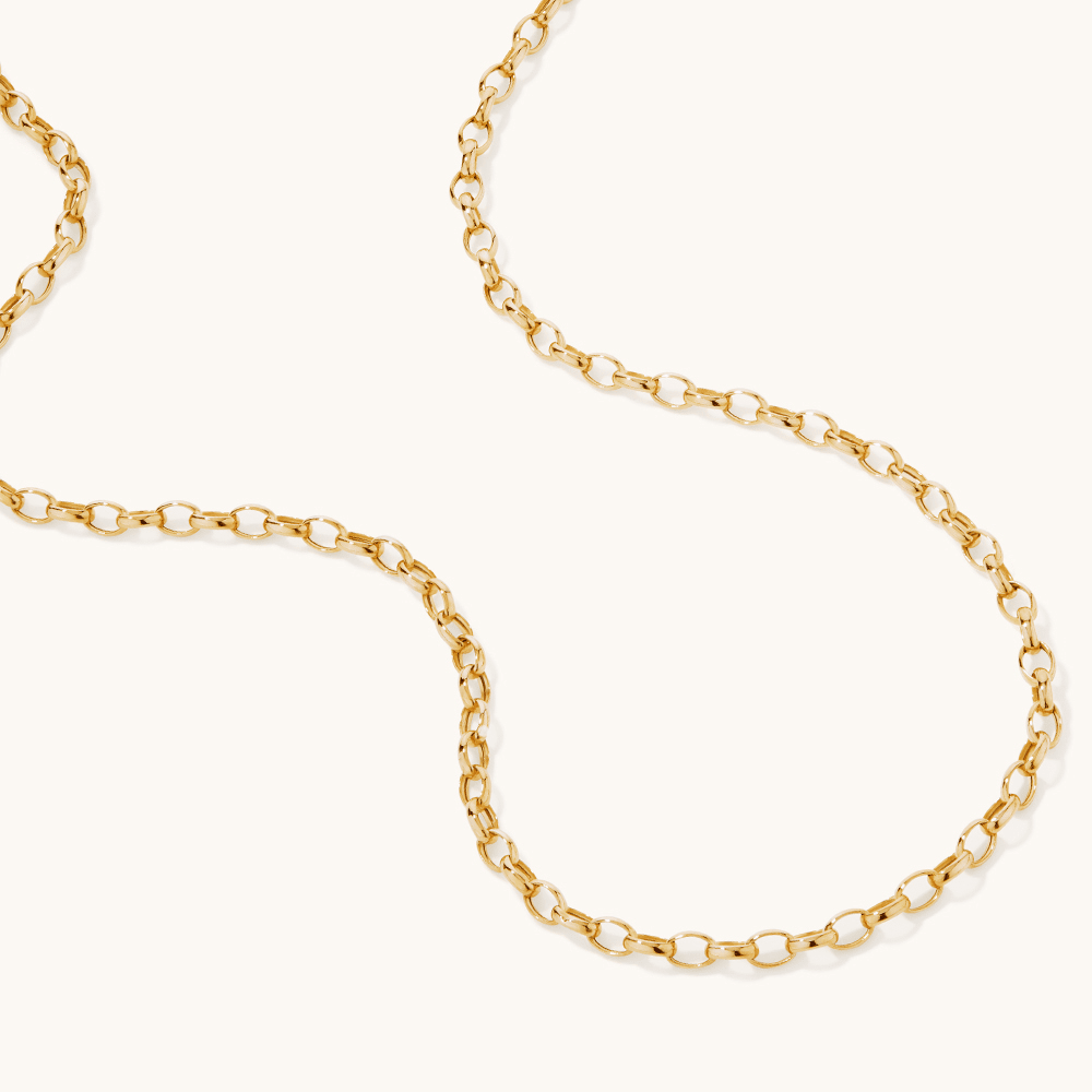 55cm Hollow Oval Belcher Chain in 9kt Yellow Gold Necklaces Bevilles 