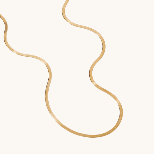 45cm 3mm Width Herringbone Chain Necklace in 9kt Yellow Gold Necklaces Bevilles 