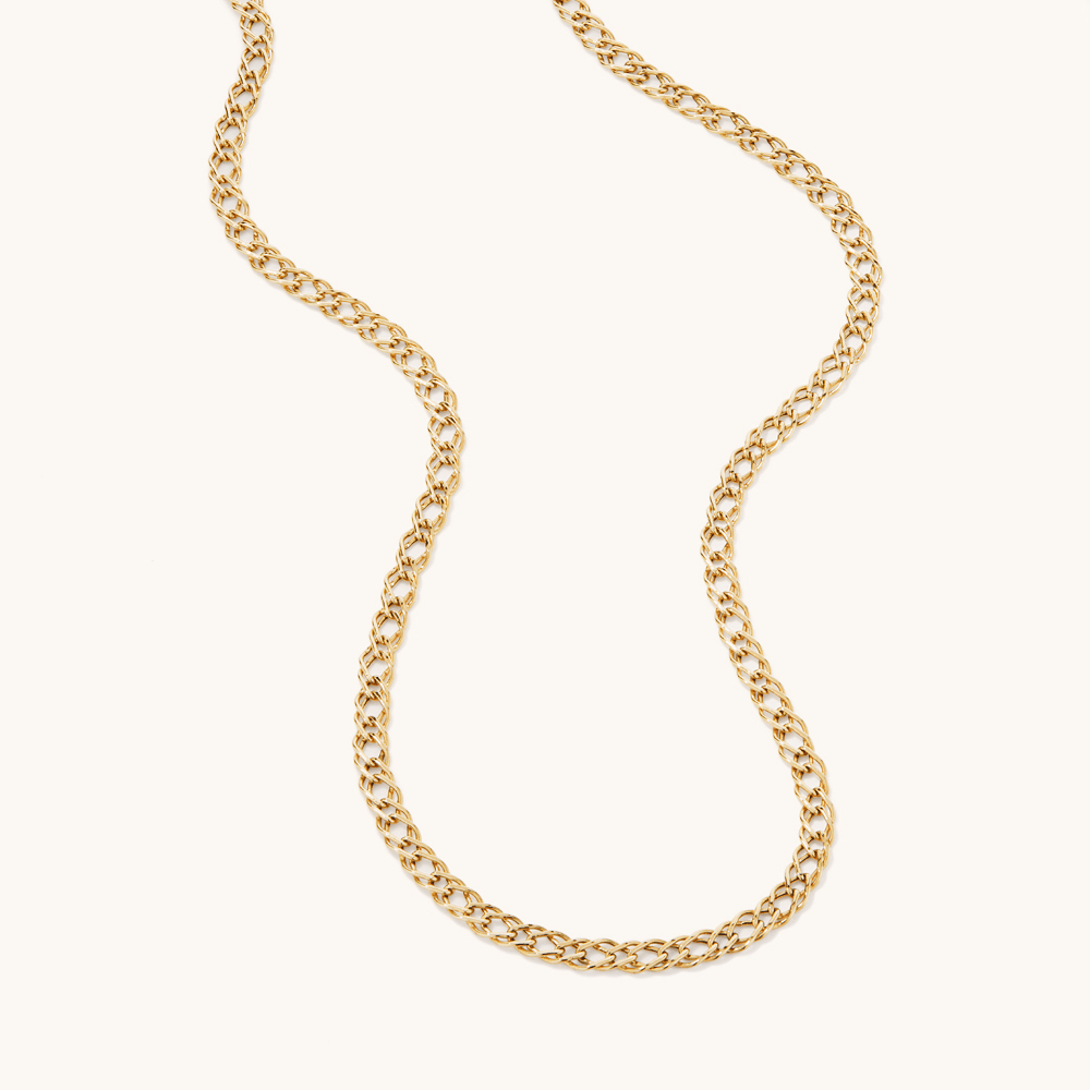 45cm Open Double Curb Chain Necklace in 9kt Yellow Gold Necklaces Bevilles 