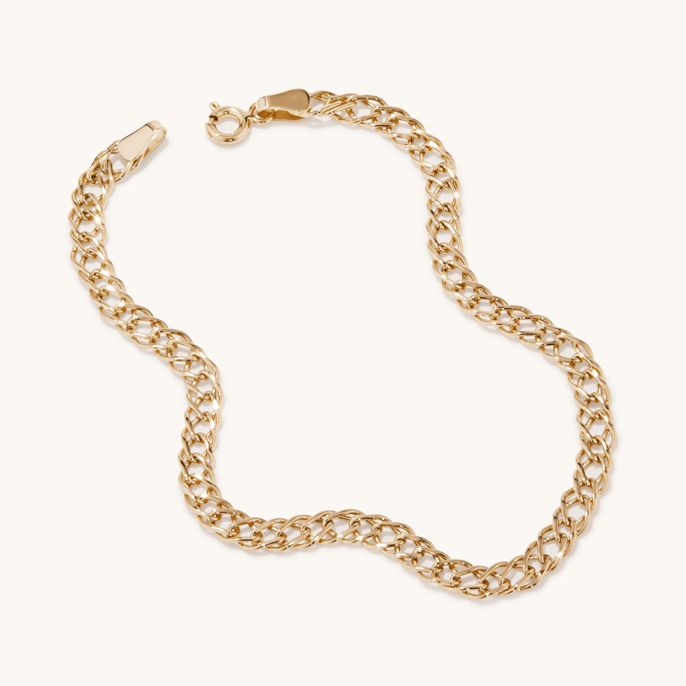 19cm Open Double Curb Bracelet in 9kt Yellow Gold Bracelets Bevilles 