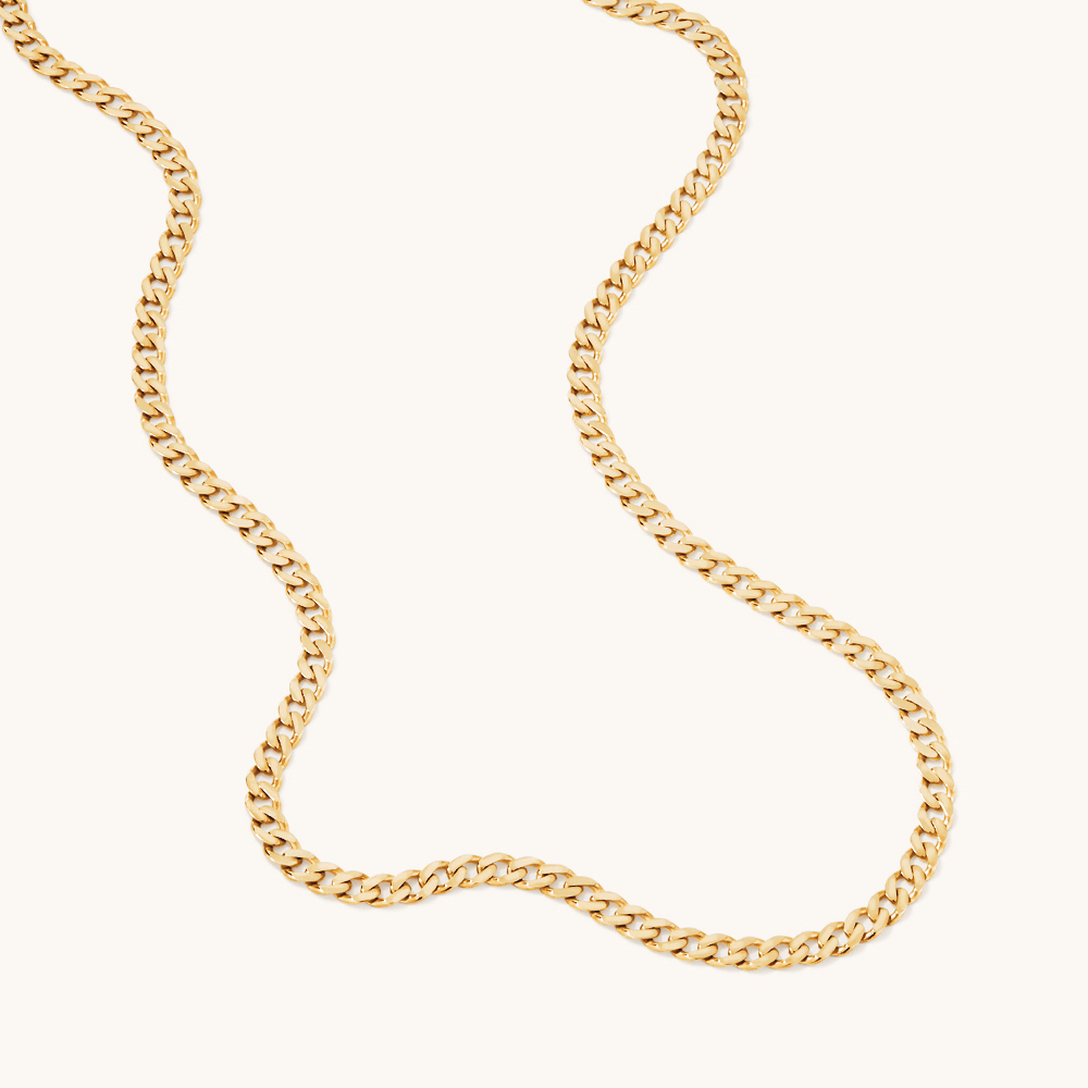 55cm 4mm Width Flat Curb Chain in 9kt Yellow Gold Necklaces Bevilles 