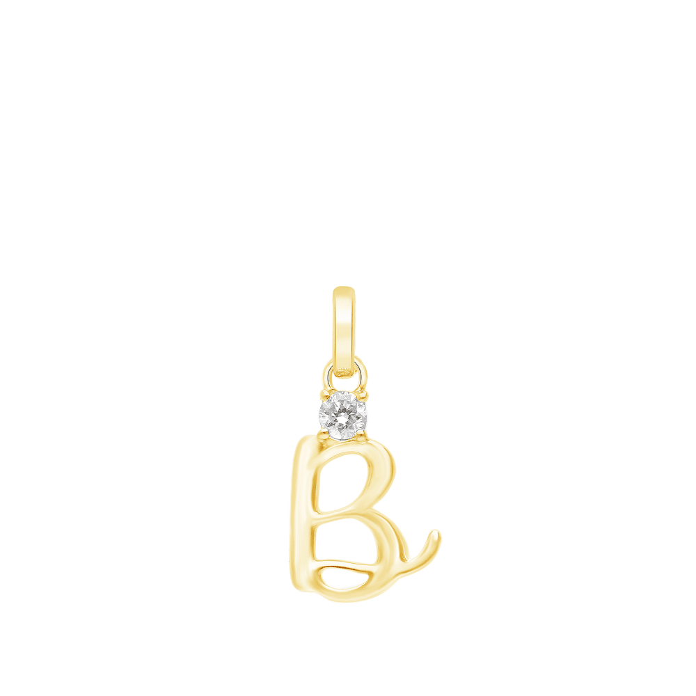 Initial B Pendant with 0.05ct of Laboratory-Grown Diamonds in 9kt Yellow Gold Pendants Bevilles 