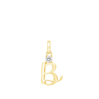 Initial B Pendant with Solitaire 0.05ct Laboratory-Grown Diamond in 9kt Yellow Gold Pendants Bevilles 