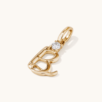 Initial B Pendant with Solitaire 0.05ct Laboratory-Grown Diamond in 9kt Yellow Gold Pendants Bevilles 