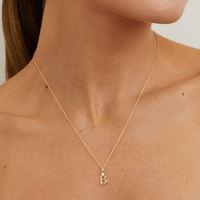 Initial B Pendant with Solitaire 0.05ct Laboratory-Grown Diamond in 9kt Yellow Gold Pendants Bevilles 