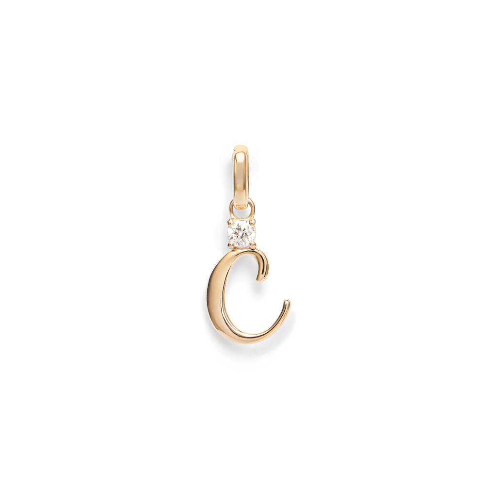 Initial C Pendant with 0.05ct of Laboratory-Grown Diamonds in 9kt Yellow Gold Pendants Bevilles 