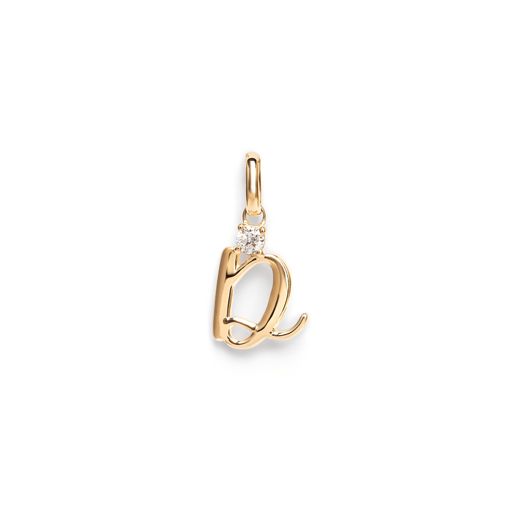 Initial D Pendant with 0.05ct of Laboratory-Grown Diamonds in 9kt Yellow Gold Pendants Bevilles 