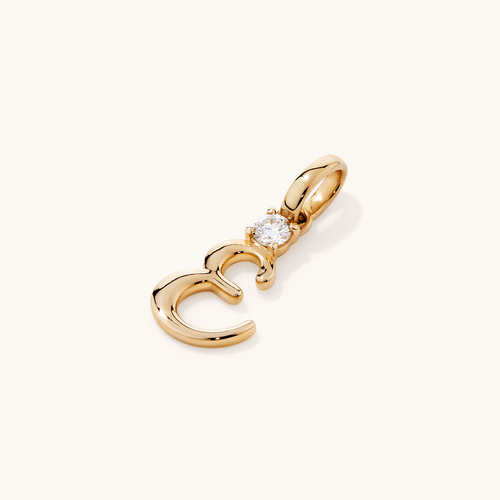 Initial E Pendant with Solitaire 0.05ct Laboratory-Grown Diamond in 9kt Yellow Gold Pendants Bevilles 