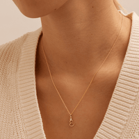 Initial E Pendant with 0.05ct of Laboratory-Grown Diamonds in 9kt Yellow Gold Pendants Bevilles 