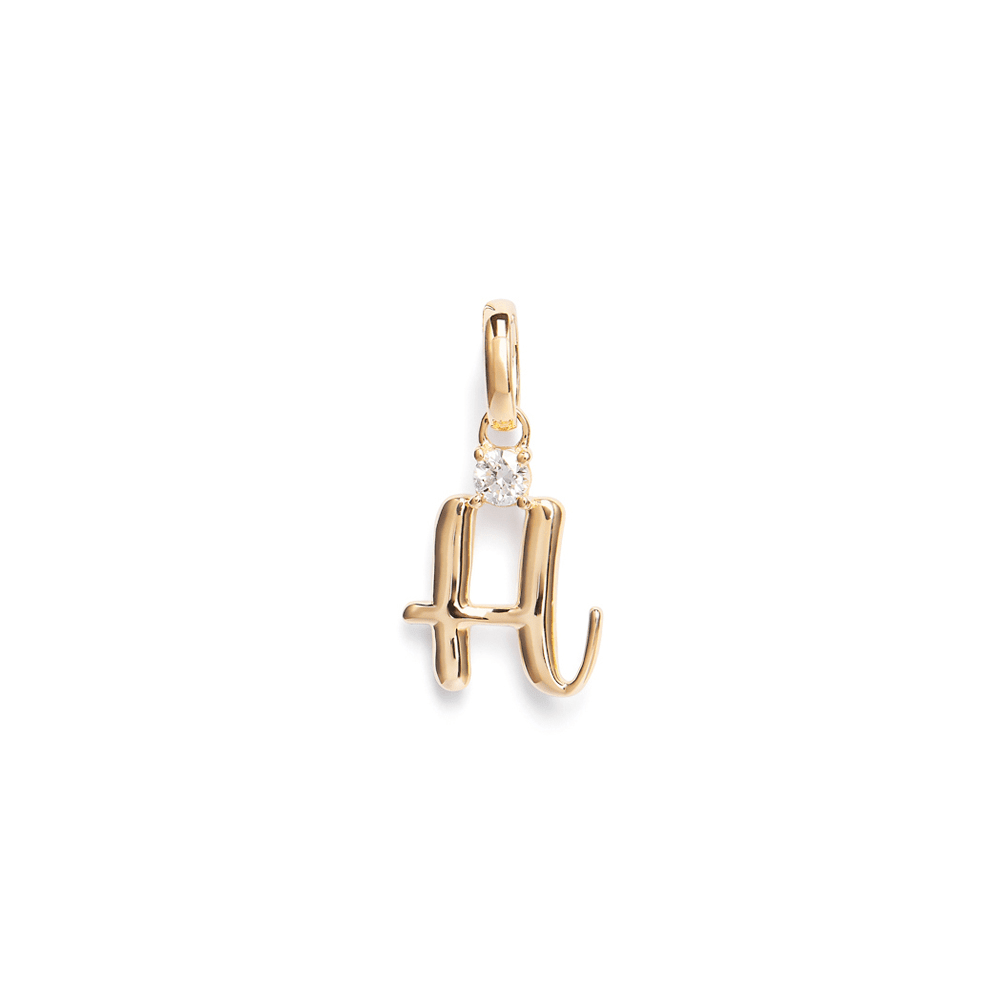 Initial H Pendant with 0.05ct of Laboratory-Grown Diamonds in 9kt Yellow Gold Pendants Bevilles 