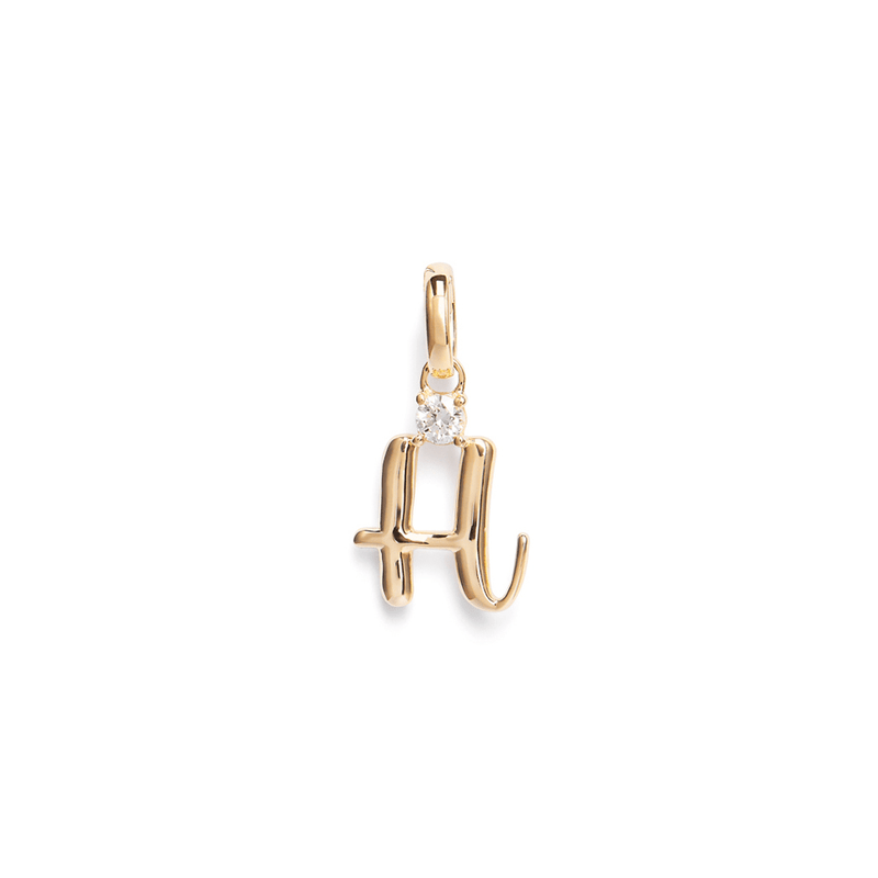 Initial H Pendant with 0.05ct of Laboratory-Grown Diamonds in 9kt Yellow Gold Pendants Bevilles 