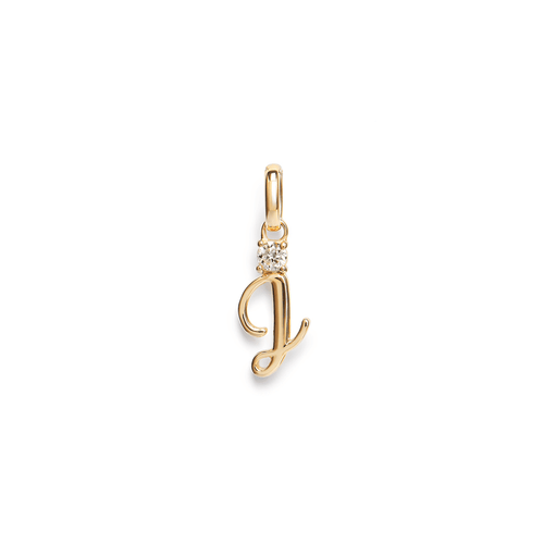 Initial J Pendant with Solitaire 0.05ct Laboratory-Grown Diamond in 9kt Yellow Gold Pendants Bevilles 