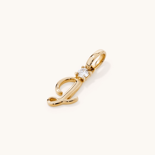 Initial J Pendant with Solitaire 0.05ct Laboratory-Grown Diamond in 9kt Yellow Gold Pendants Bevilles 
