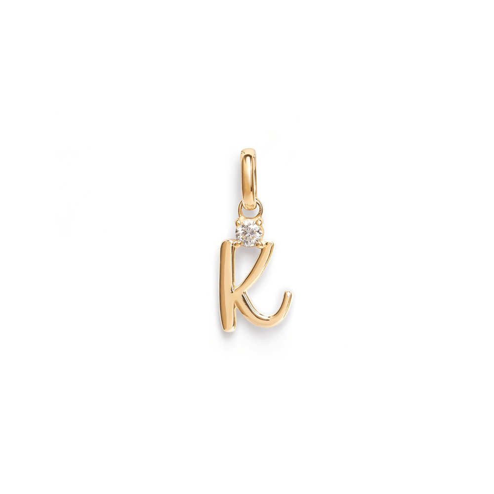 Initial K Pendant with 0.05ct of Laboratory-Grown Diamonds in 9kt Yellow Gold Pendants Bevilles 