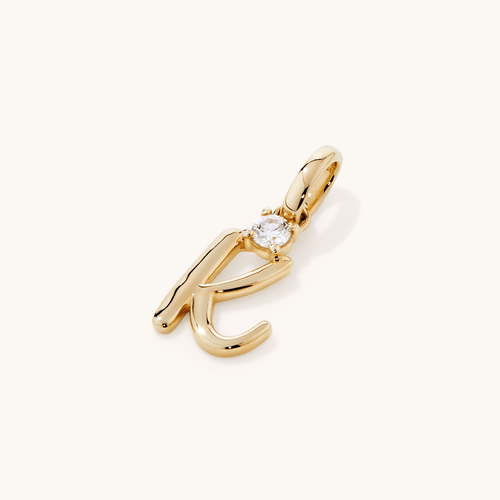 Initial K Pendant with Solitaire 0.05ct Laboratory-Grown Diamond in 9kt Yellow Gold Pendants Bevilles 