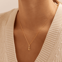 Initial K Pendant with 0.05ct of Laboratory-Grown Diamonds in 9kt Yellow Gold Pendants Bevilles 