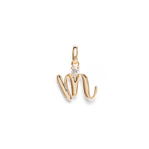 Initial L Pendant with Solitaire 0.05ct Laboratory-Grown Diamond in 9kt Yellow Gold Pendants Bevilles 