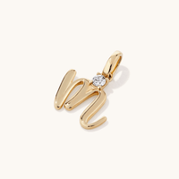 Initial L Pendant with Solitaire 0.05ct Laboratory-Grown Diamond in 9kt Yellow Gold Pendants Bevilles 