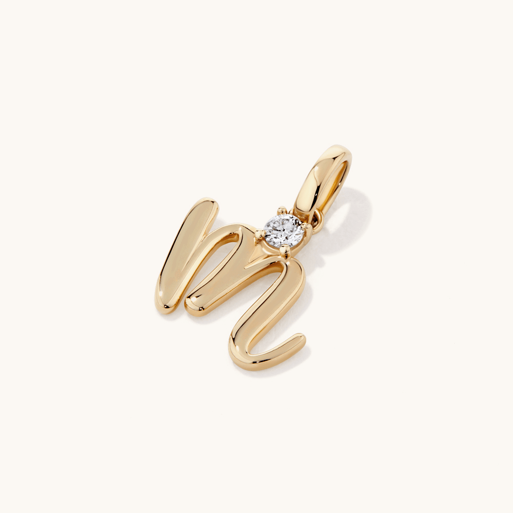 Initial L Pendant with Solitaire 0.05ct Laboratory-Grown Diamond in 9kt Yellow Gold Pendants Bevilles 