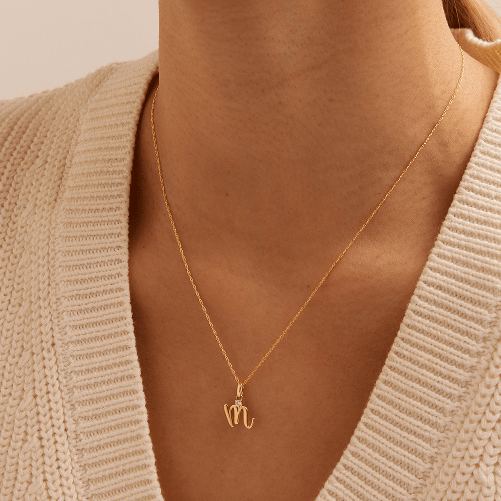 Initial L Pendant with 0.05ct of Laboratory-Grown Diamonds in 9kt Yellow Gold Pendants Bevilles 