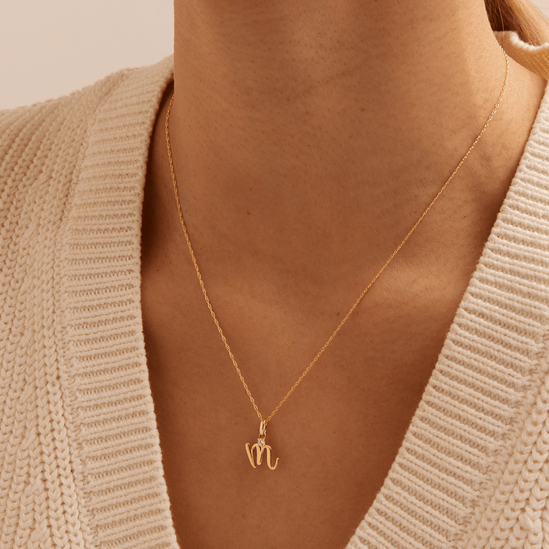 Initial L Pendant with 0.05ct of Laboratory-Grown Diamonds in 9kt Yellow Gold Pendants Bevilles 
