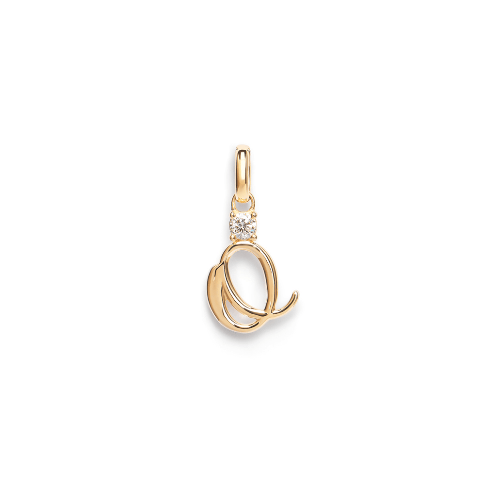 Initial O Pendant with 0.05ct of Laboratory-Grown Diamonds in 9kt Yellow Gold Pendants Bevilles 