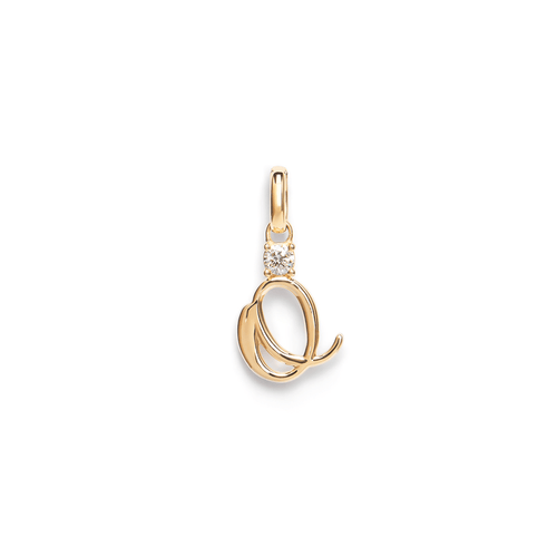 Initial O Pendant with Solitaire 0.05ct Laboratory-Grown Diamond in 9kt Yellow Gold Pendants Bevilles 