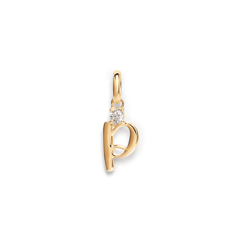 Initial P Pendant with 0.05ct of Laboratory-Grown Diamonds in 9kt Yellow Gold Pendants Bevilles 